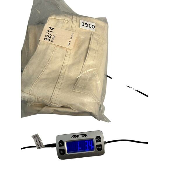 Vince Camuto Jeans Size 32/14 Ivory Ankle Length Frayed Hem High Rise - Picture 11 of 15